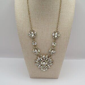 Monet Rhinestone Gold Tone Statement Necklace